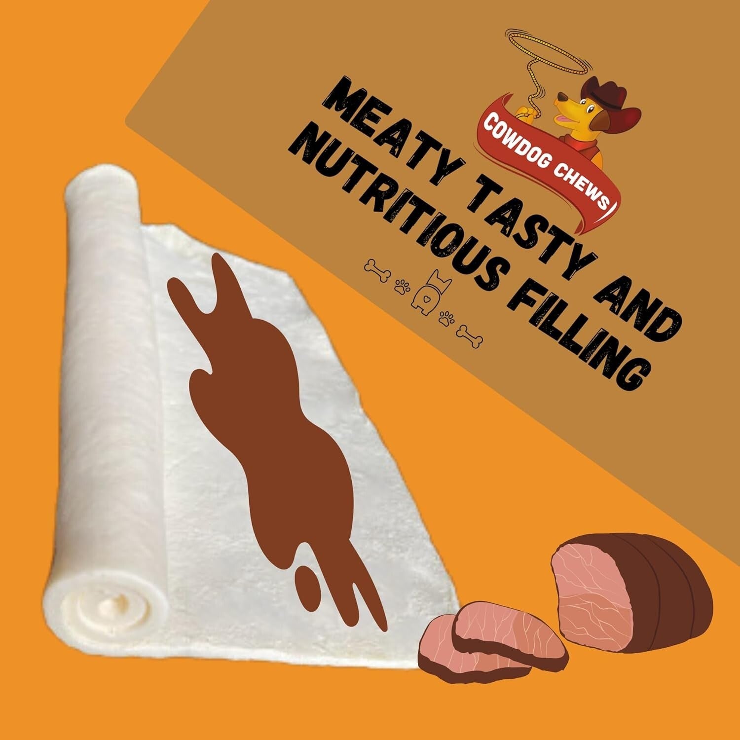 Gourmet Meaty 9-10" Beef Rolls for Aggressive Chewers – 20 Natural Dog Treats