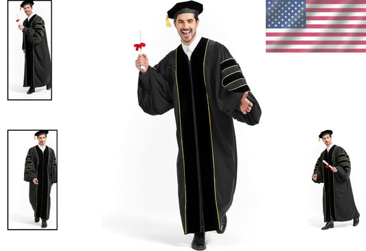 Durable Premium Doctorate Graduation Gown & Tam - Perfect for Faculty Ceremonies