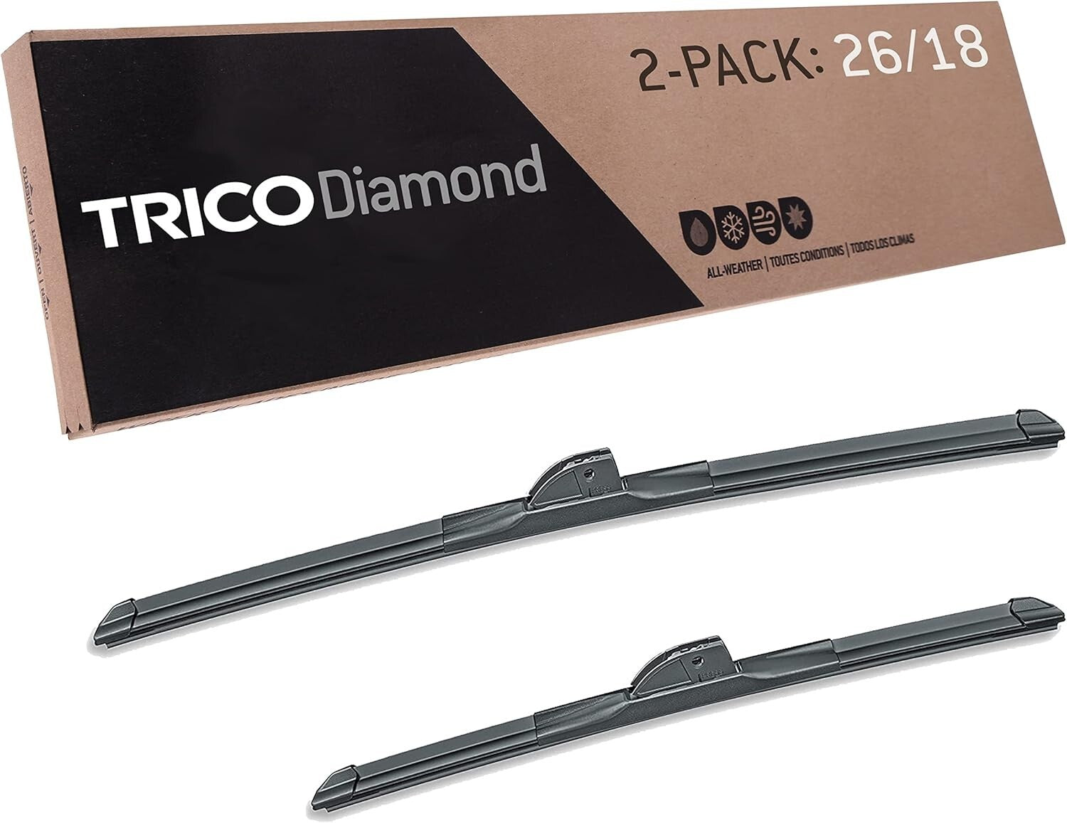Diamond 26" & 18" High-Performance Wiper Blades - All-Weather Beam Design