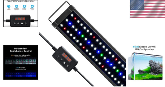 Adjustable Full-Spectrum LED Aquarium Light for Fish Tanks - Black & Multi-Color
