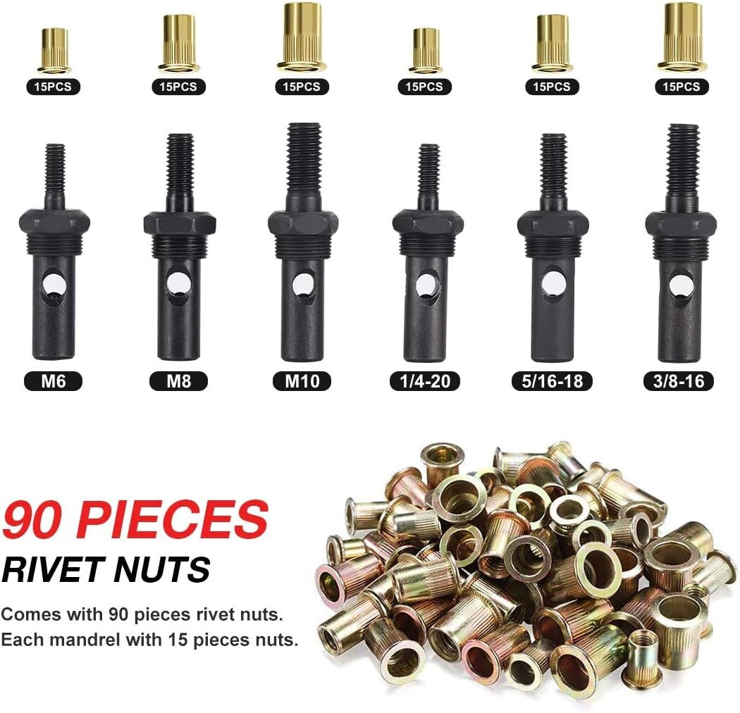 Heavy-Duty 14" Rivet Nut Tool - Quick Change, Durable Design & Full Accessories