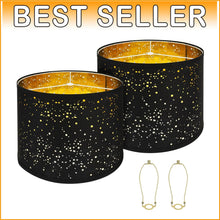 Load image into Gallery viewer, Premium 15" Drum Lamp Shades in Black - Soft Light Diffusion &amp; Easy Assembly