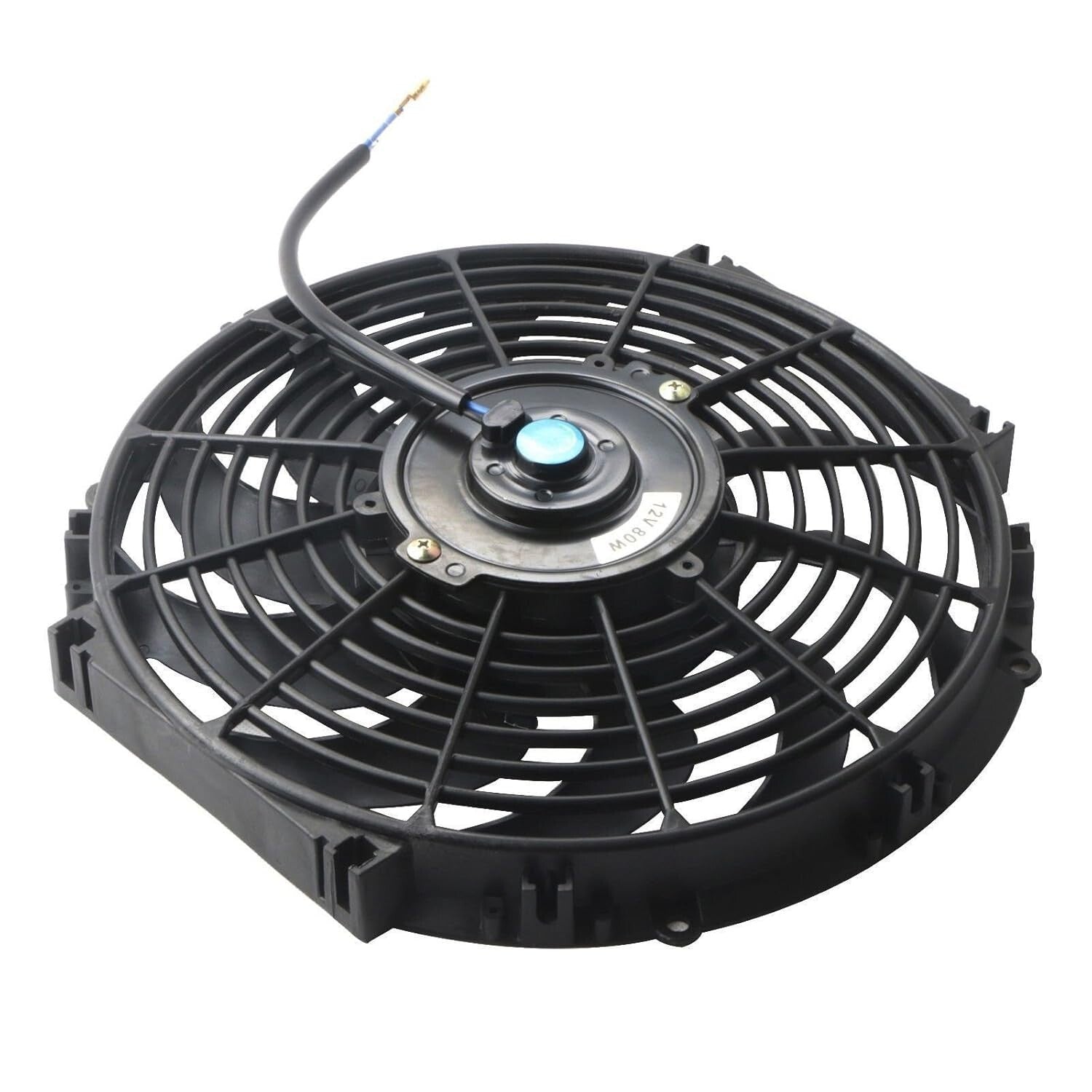 Black Universal 12V Slim Electric Radiator Fans Set of 2 with Mounting Kit
