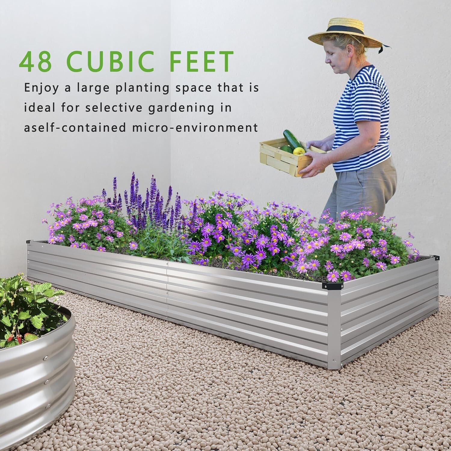 Durable & Safe 2-Piece Raised Garden Bed Kit - 12x4x1FT for Herbs & Fruits