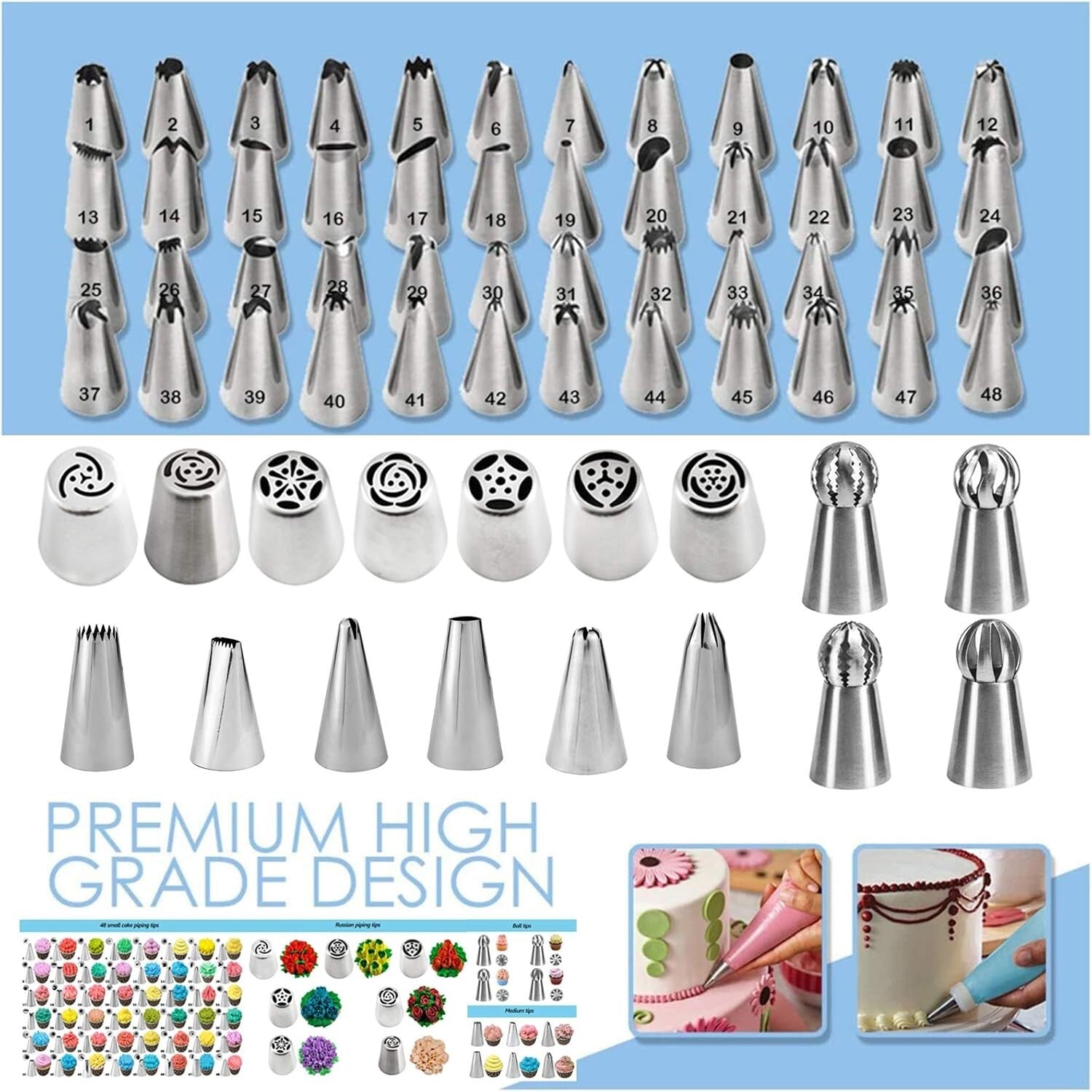 Professional Cake Decorating Kit - 368 Pieces with Piping Tips & Storage Box