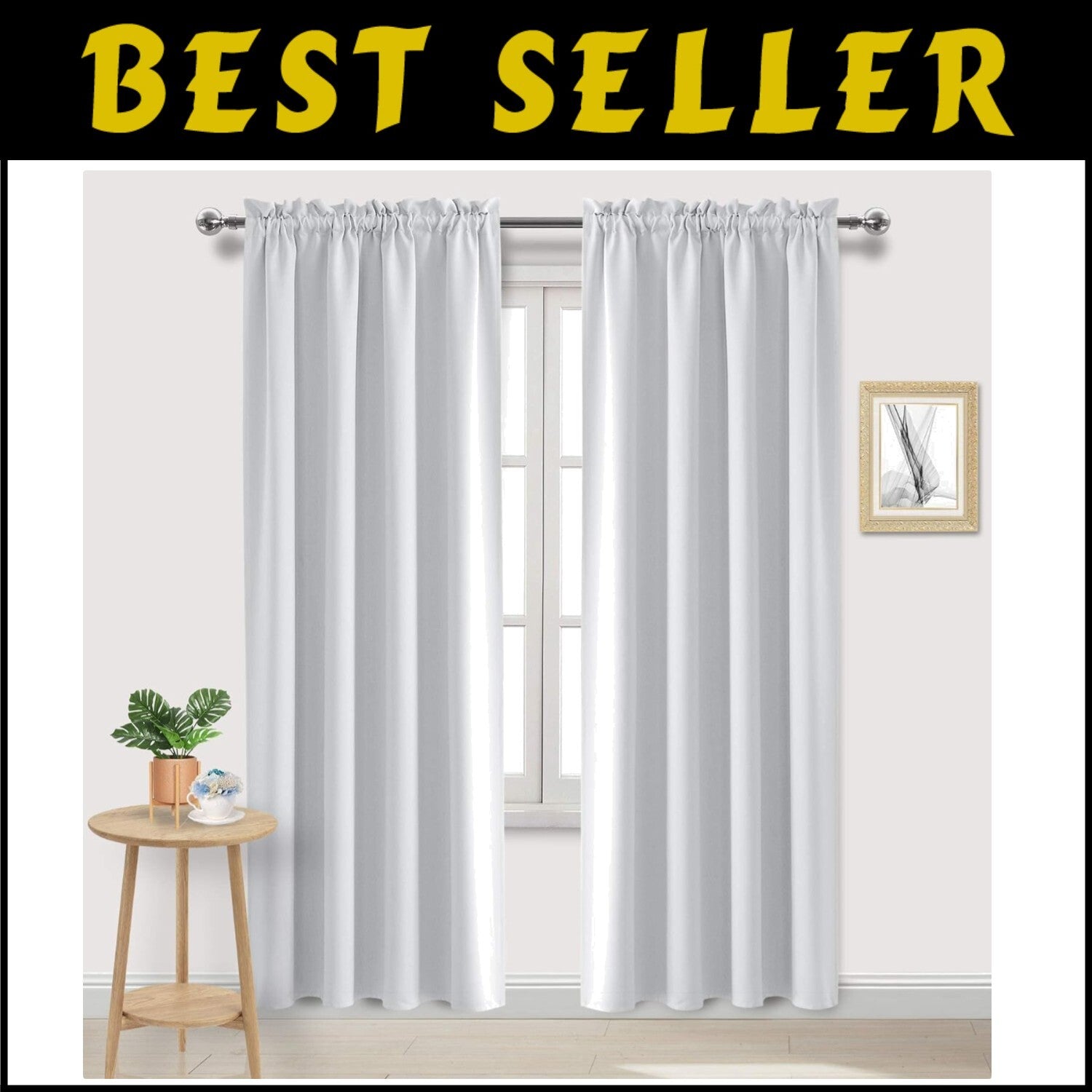 Modern White Curtains for Living Room - Thermal Insulated & Noise Reducing