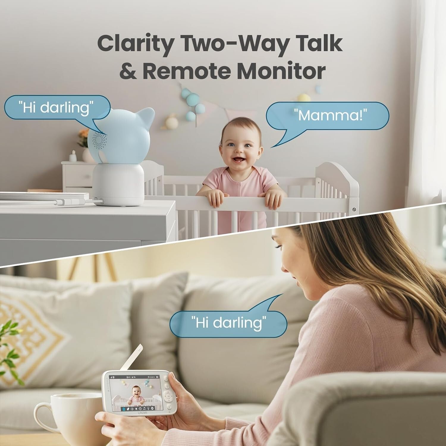 5-Inch Night Vision Baby Monitor with Dual Cameras & 2-Way Audio Capability