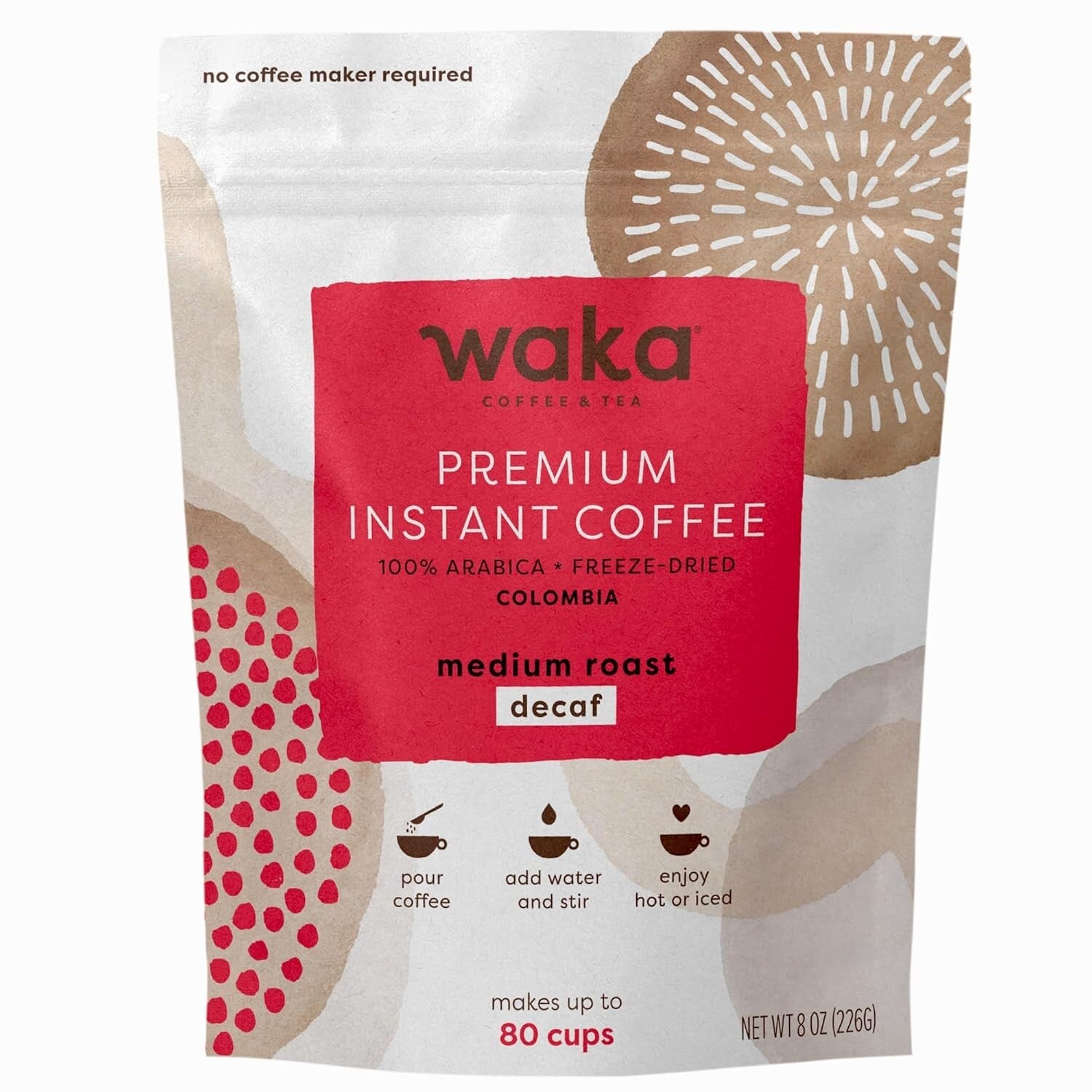 Waka Premium Instant Coffee Pouches - 100% Arabica for Hot & Iced Brewing