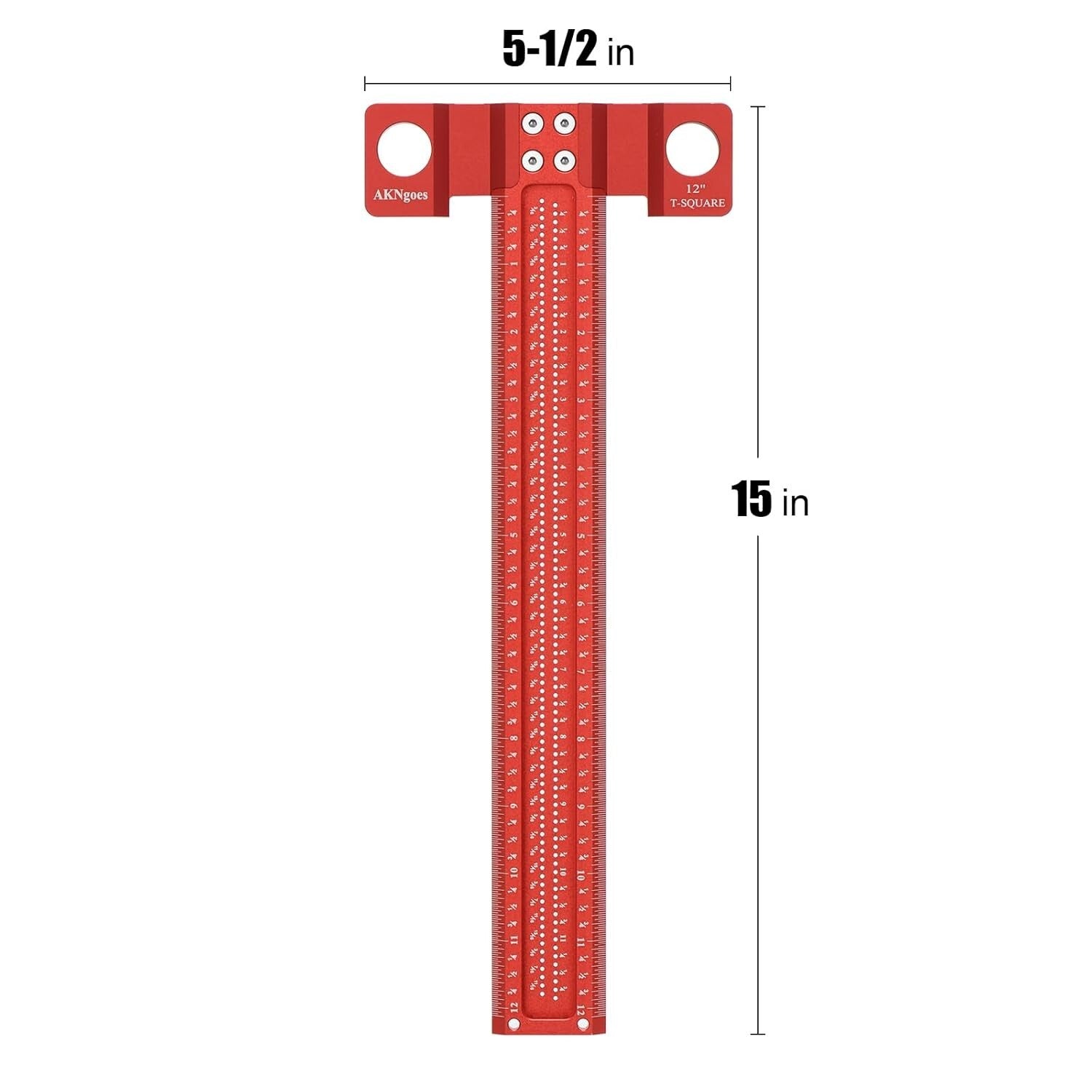 Precision 12-Inch Aluminum Woodworking Scriber T-Square Ruler with Support Lips