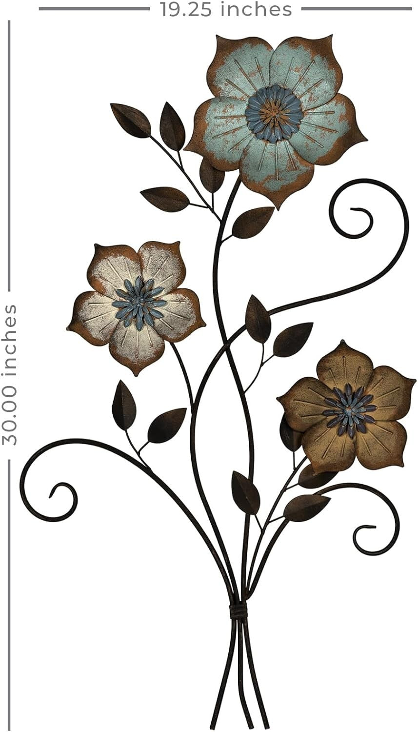 Lifelike 3D Flower Wall Decor in Bronze - 19.25 W for Artistic Home Flair