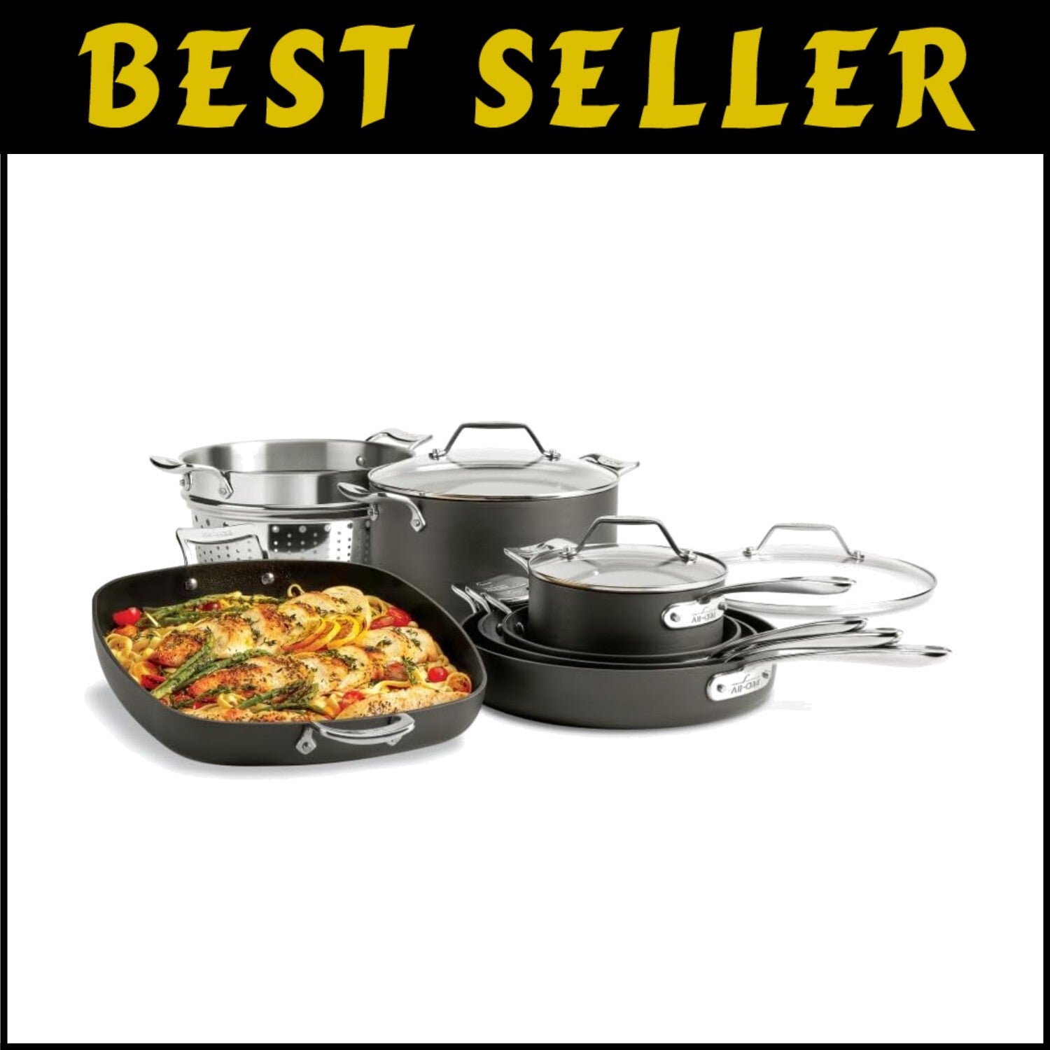 High-Performance 10-Piece Nonstick Cookware Set - Induction Compatible & Stylish
