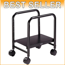 Load image into Gallery viewer, Height Adjustable Mobile CPU Stand with Locking Wheels – Black Metal Tower Cart