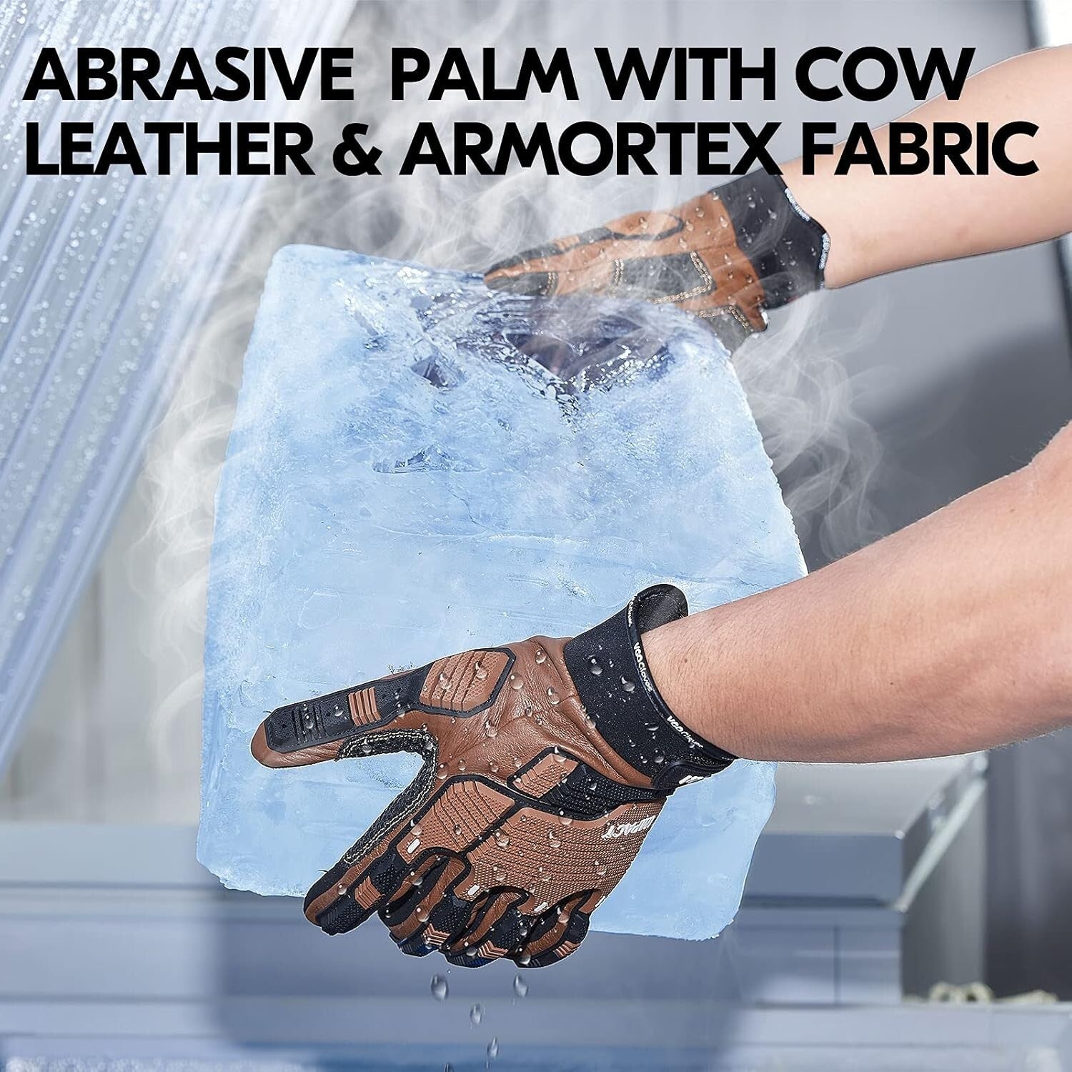 Impact Resistant Leather Work Gloves with Easy Fit and Touchscreen Compatibility