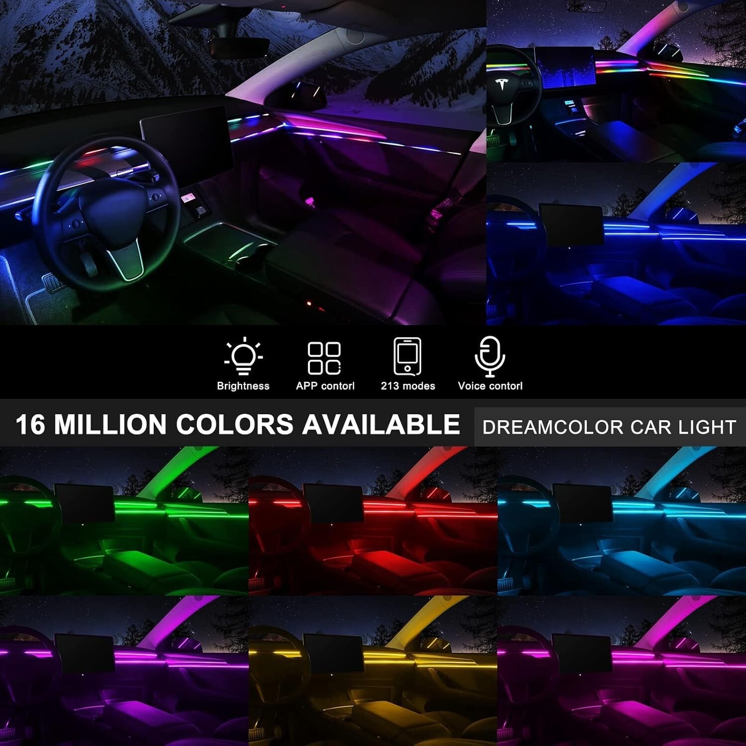 593 LEDs RGB Car Interior Light Strip - Wireless App Control & Sound Active Fun