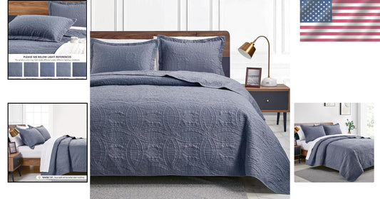 Versatile Ultra-Soft Coin Pattern California King Quilt Set - Timeless Elegance