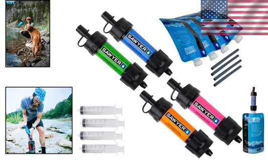 Multi-Color Mini Water Filter Kit with Pouches - Ideal for Outdoor Adventures