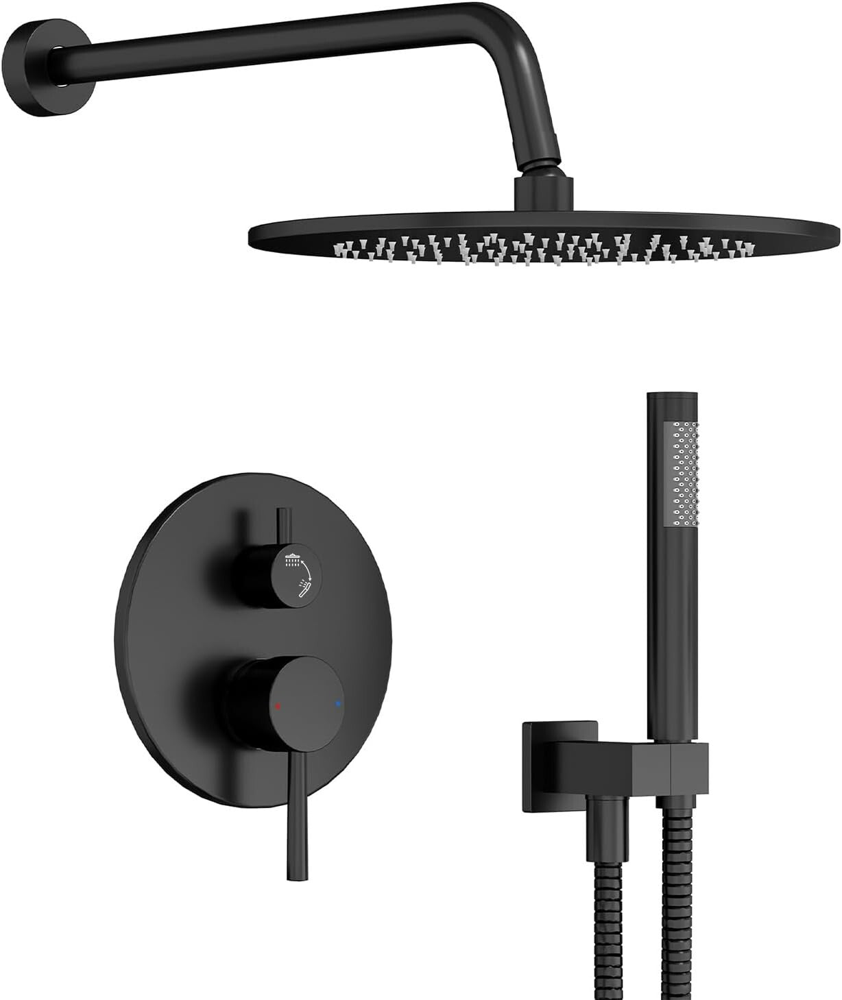Durable Matte Black Shower Faucet with Adjustable Handheld & Rain Shower Head