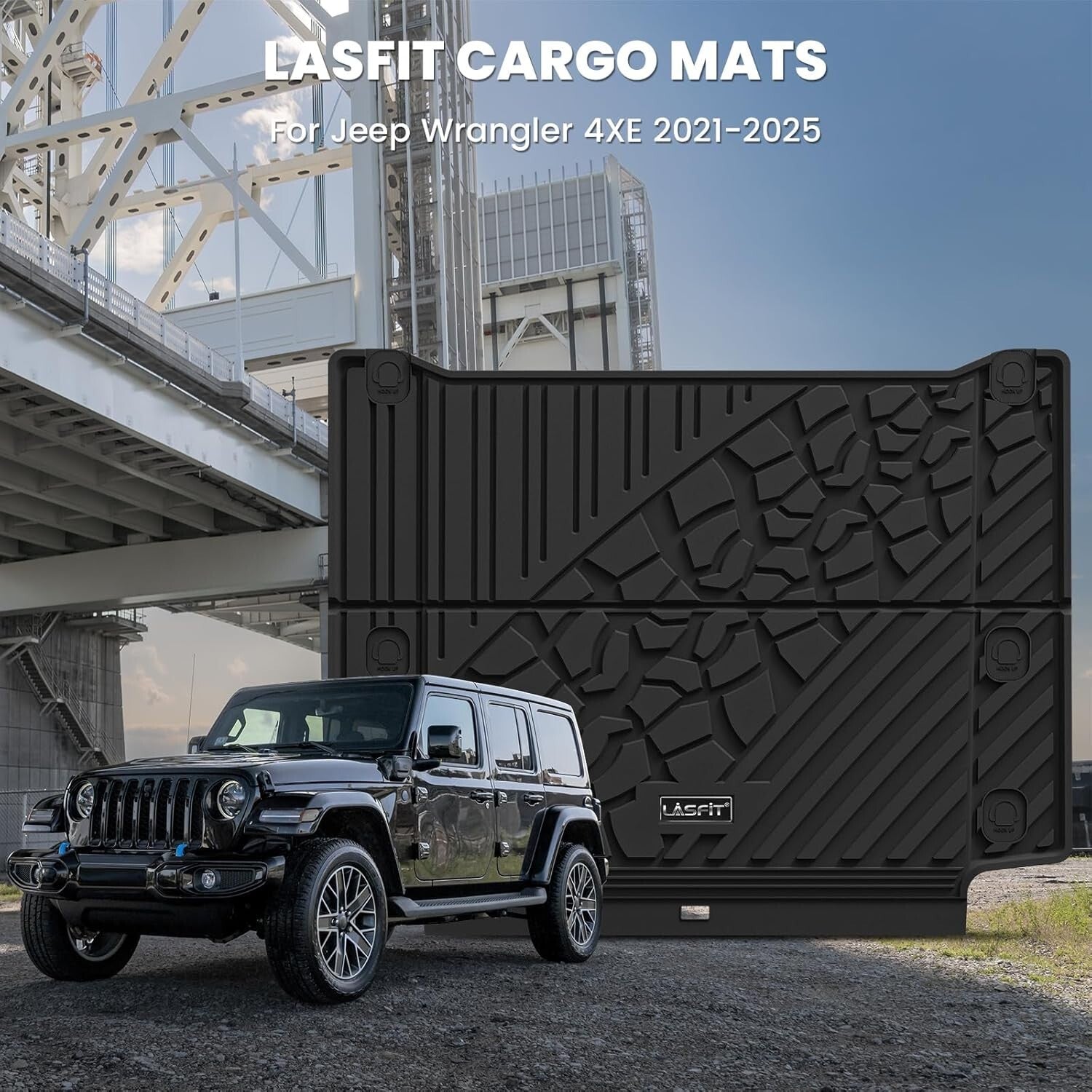 Durable All-Weather Cargo Mat for Jeep Wrangler Unlimited 4XE 2021-2025 Edition