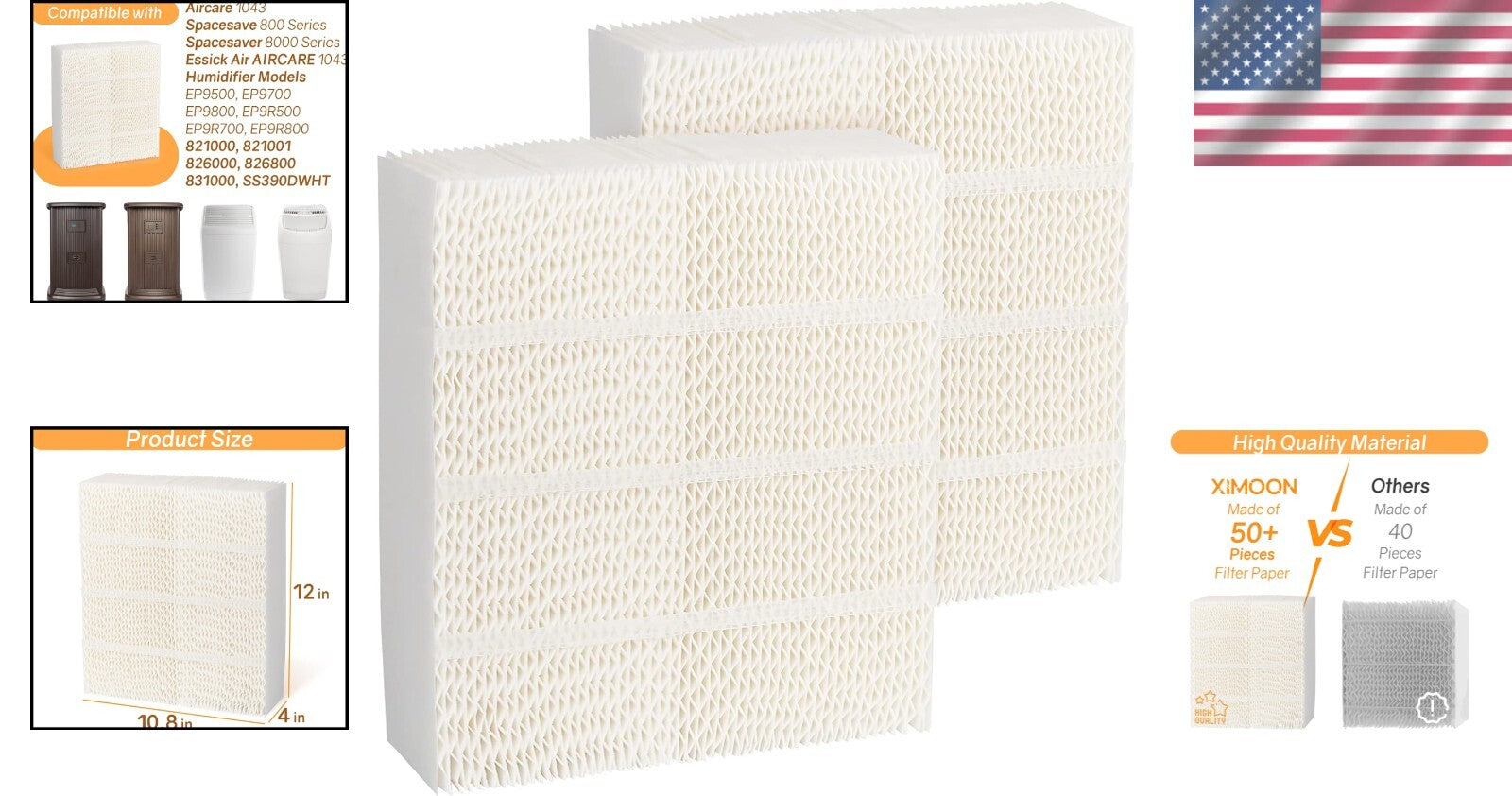 Comprehensive 1043 AIRCARE Humidifier Wick Filter Set - Fits Multiple Models