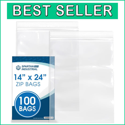 14 x 24 Clear Zip Lock Bags - 100 Count, 2 Mil Thickness for Garment Protection