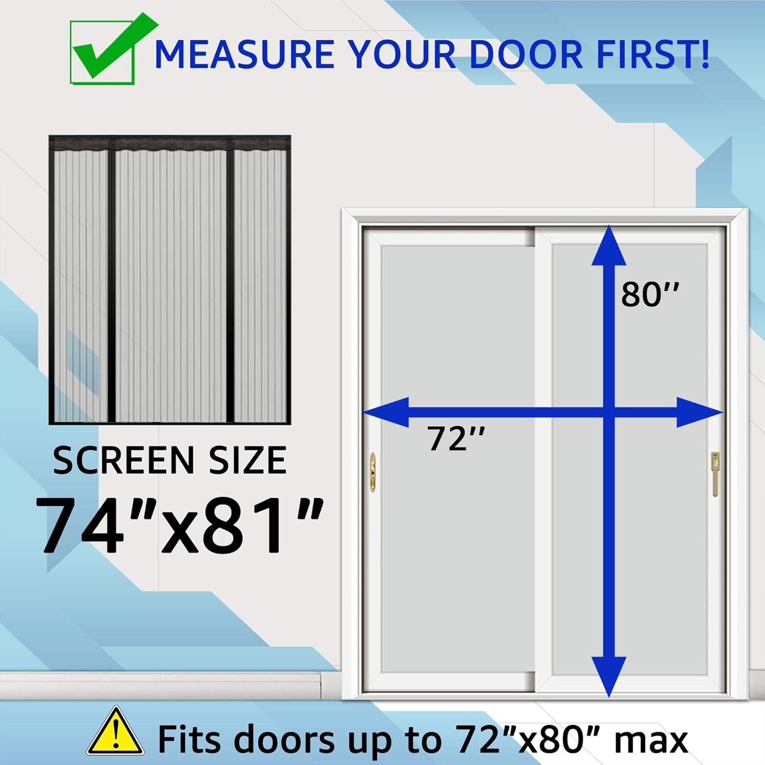 Durable Double Door Magnetic Screen Curtain - No Tools Required, Easy Setup