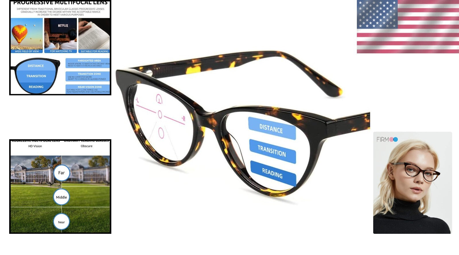 Elegant Cat Eye Computer Reading Glasses - 1.56 Progressive Blue Light Blockers