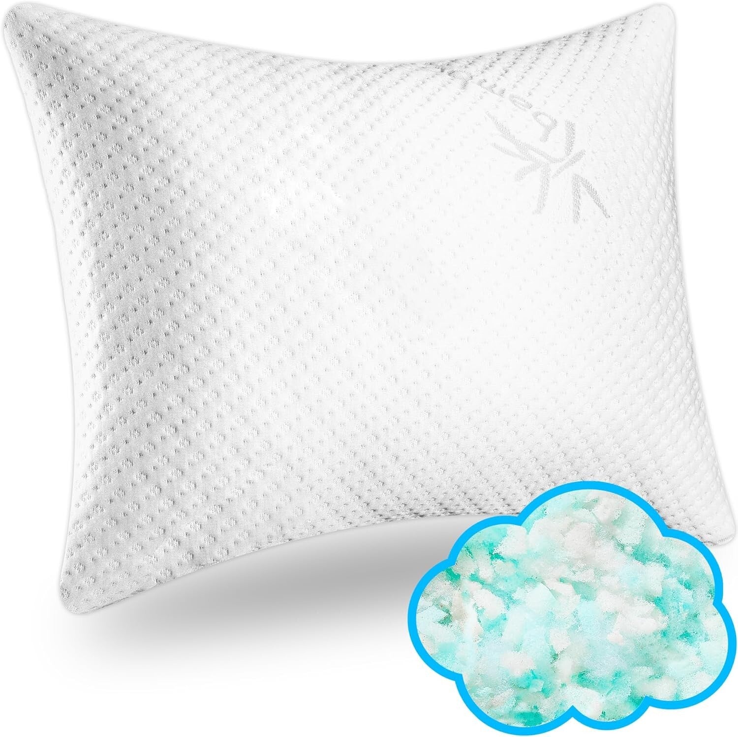 Breathable Memory Foam Bed Pillow with Cooling Zipper Cover for All Sleep Styles