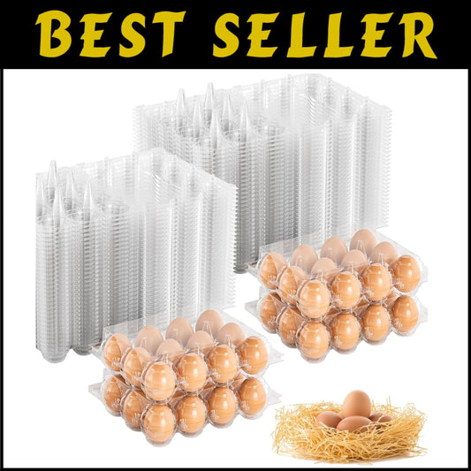100-Pack Clear Plastic Egg Cartons - Reusable 12 Count Holders for Farm Displays