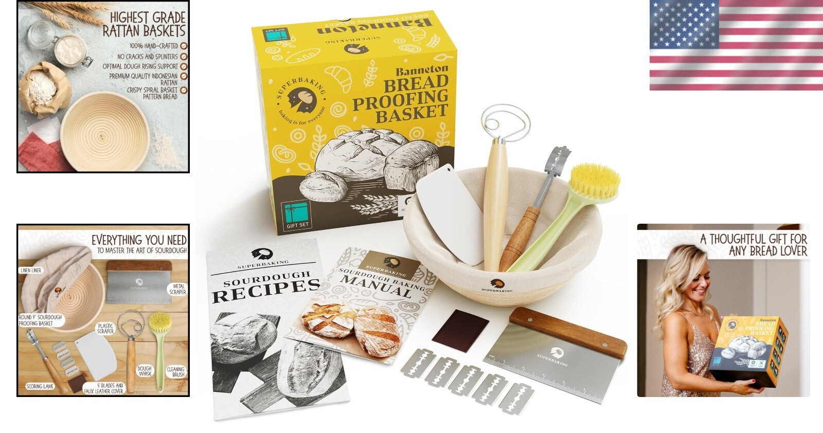 Artisan-Level 9' Round Banneton & Bread Baking Supplies Gift Set for All Skills