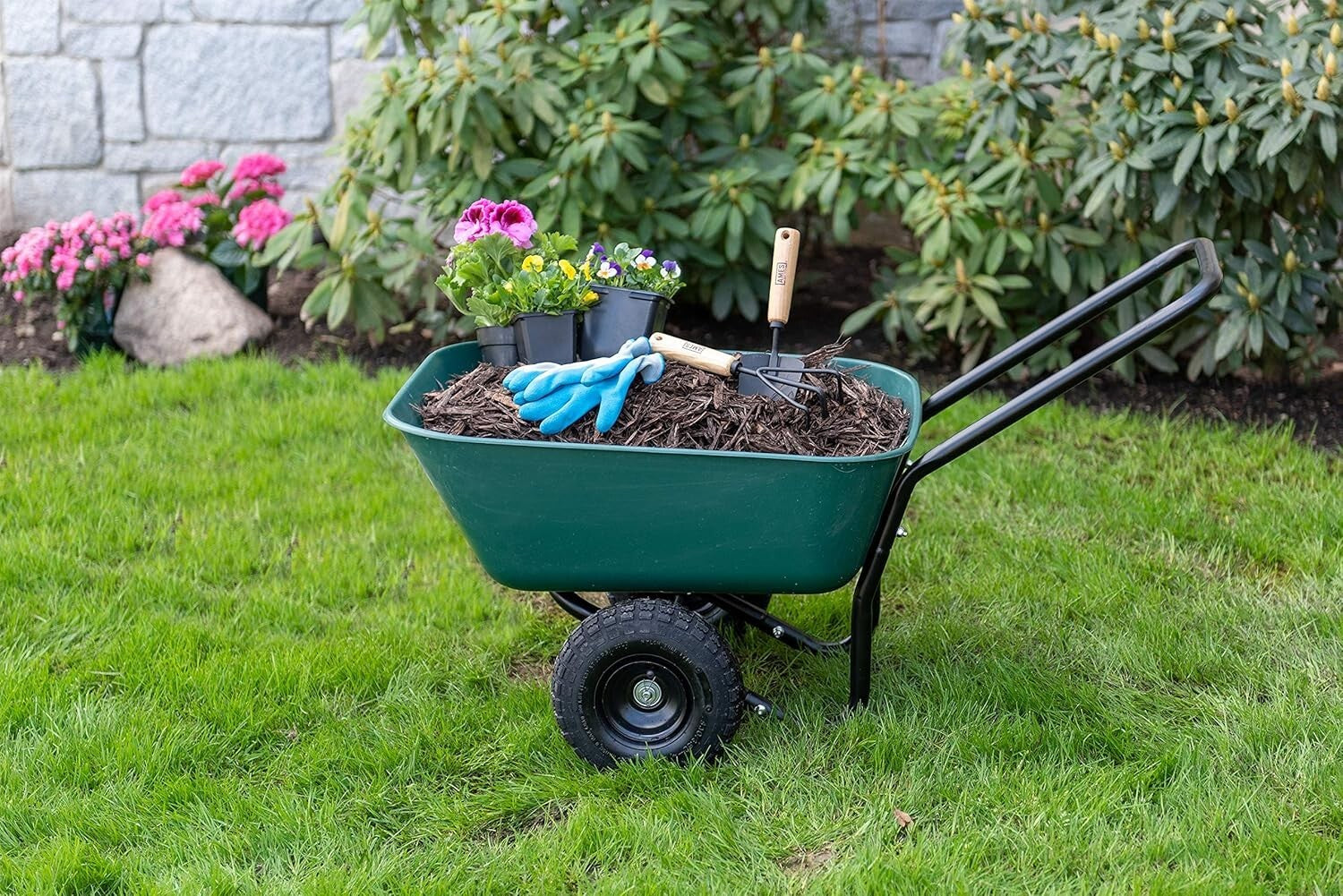 300 lbs Capacity Easy-To-Use Dual-Wheel Garden Barrow - Perfect for Beginners
