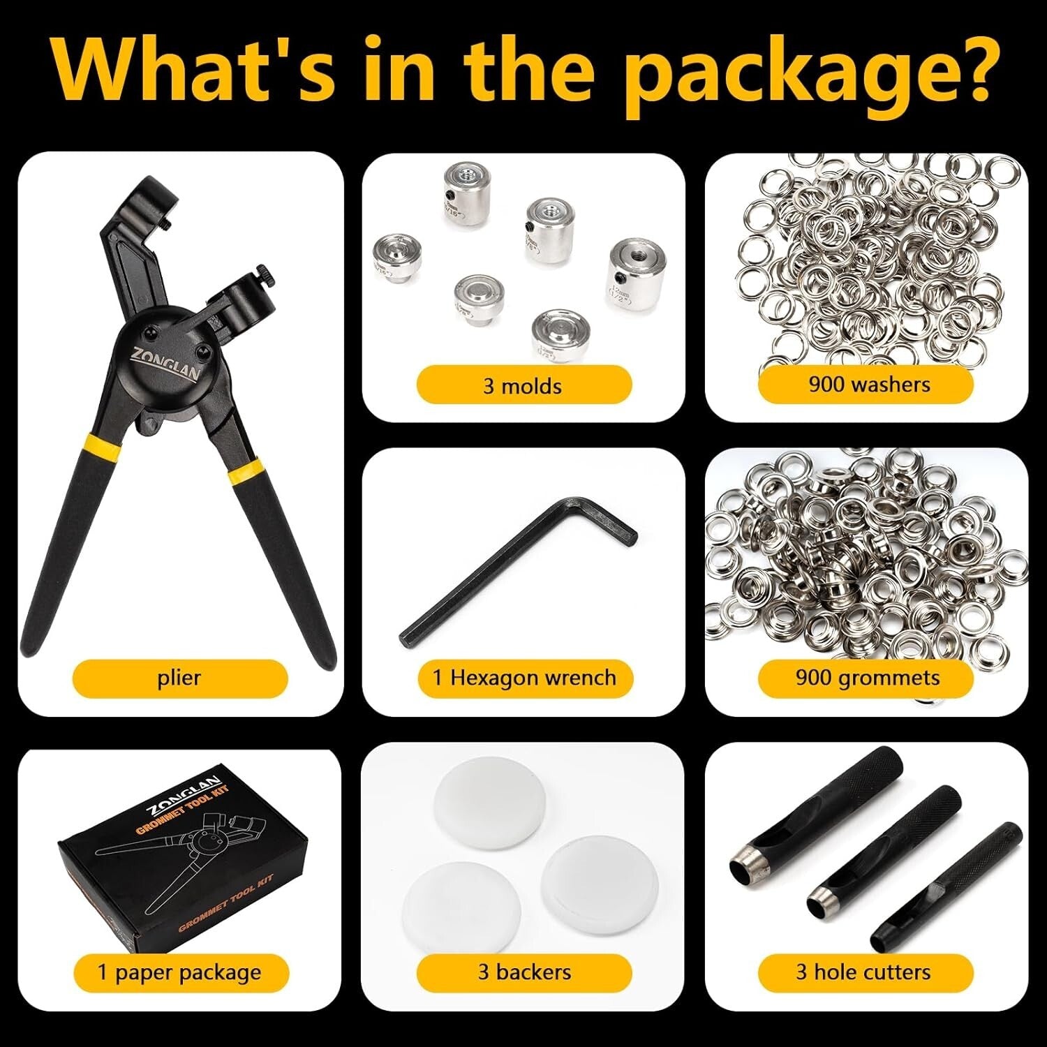 Professional Grommet Tool Kit - 900 Sets of Rust-Free Eyelets for DIY Projects