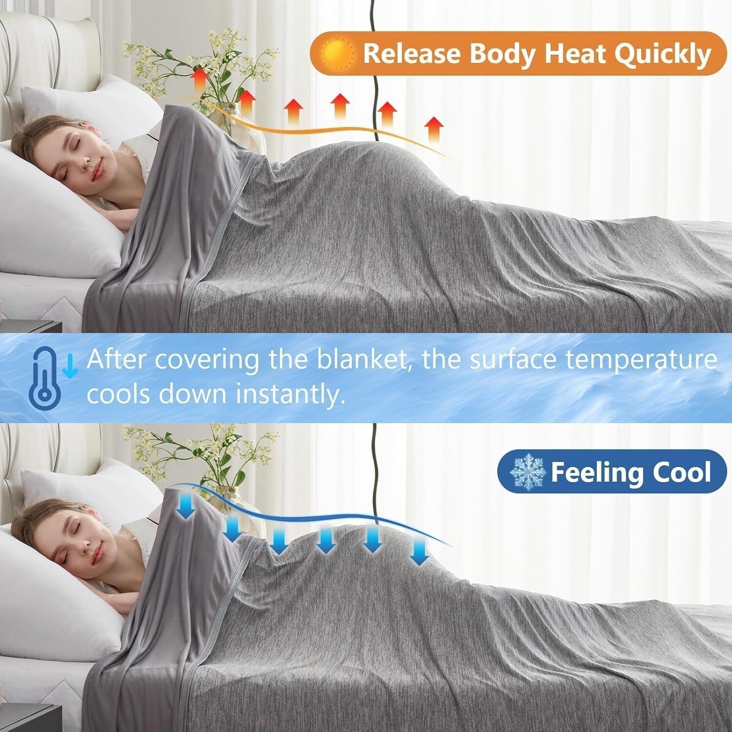 Soft and Skin-Friendly Queen Cooling Blanket - Breathable Comfort for All
