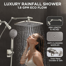 Load image into Gallery viewer, Adjustable 11.8 Inch Rain Showerhead Combo with 6 Spray Modes &amp; Anti-Leak Design