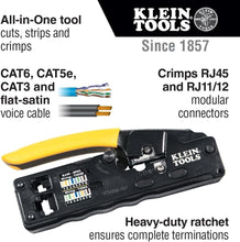 Load image into Gallery viewer, Klein Tools Compact Data Cable Crimper with Easy Grip Handle - Rugged Design