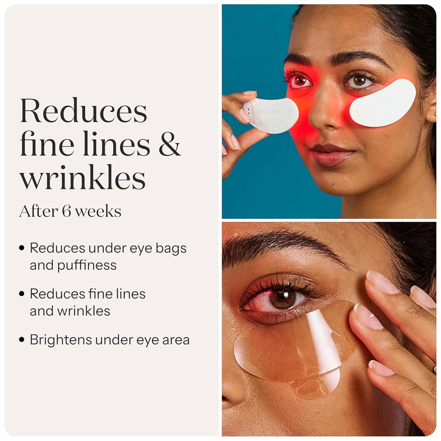 Compact LED Eye Patches with Hydrocolloids - Reduce Wrinkles & Brighten Skin