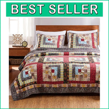 Load image into Gallery viewer, Rustic 3-Piece King Quilt Set with 100% Cotton Patchwork Design - Cozy &amp; Stylish
