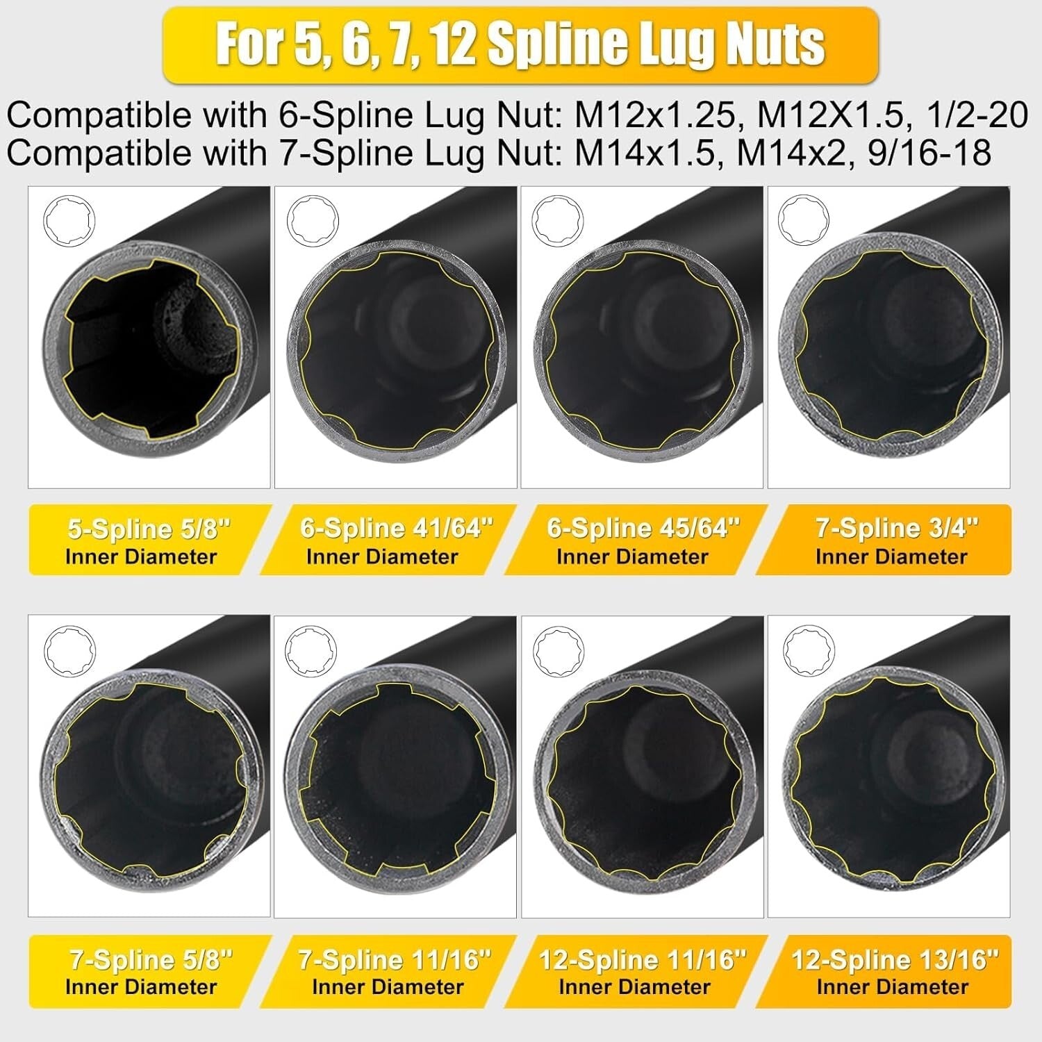 Effortless Wheel Maintenance with 16-Piece Lug Nut Key Set - Durable Steel