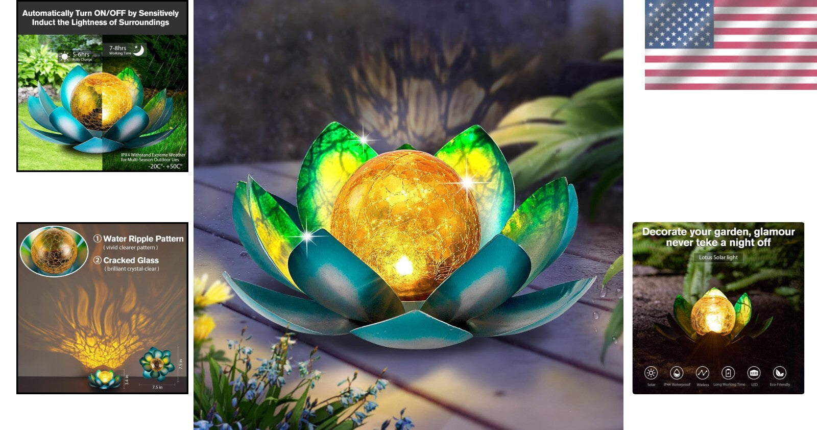 Charming Solar Lotus Garden Lights - 2-Pack Waterproof Tabletop Decoration