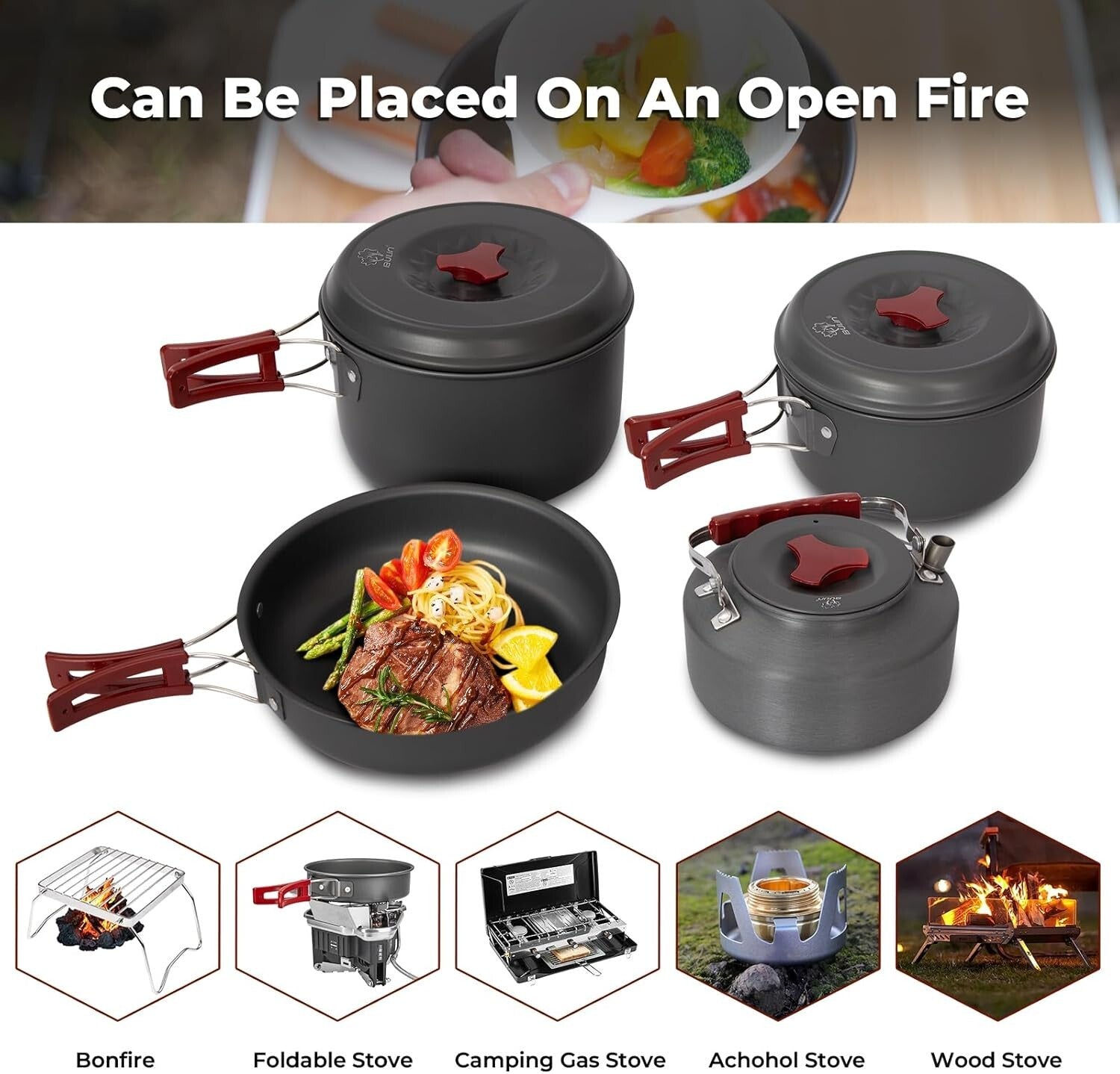 Durable Aluminum Backpacking Cook Set - 13 Pieces for Outdoor Adventures