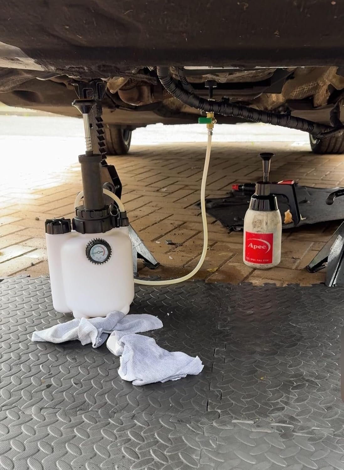 Automotive Fluid Transfer Pump Kit - 3L Capacity with Pressure Gauge & Adapters