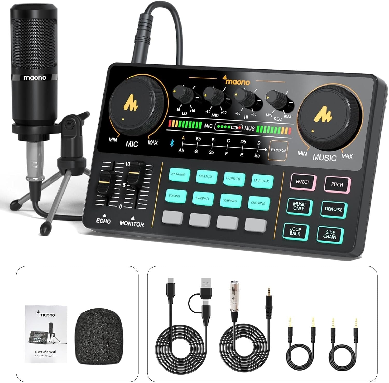 Multifunctional Podcast Equipment Bundle: Mixer, Mic, Effects & Live Streaming
