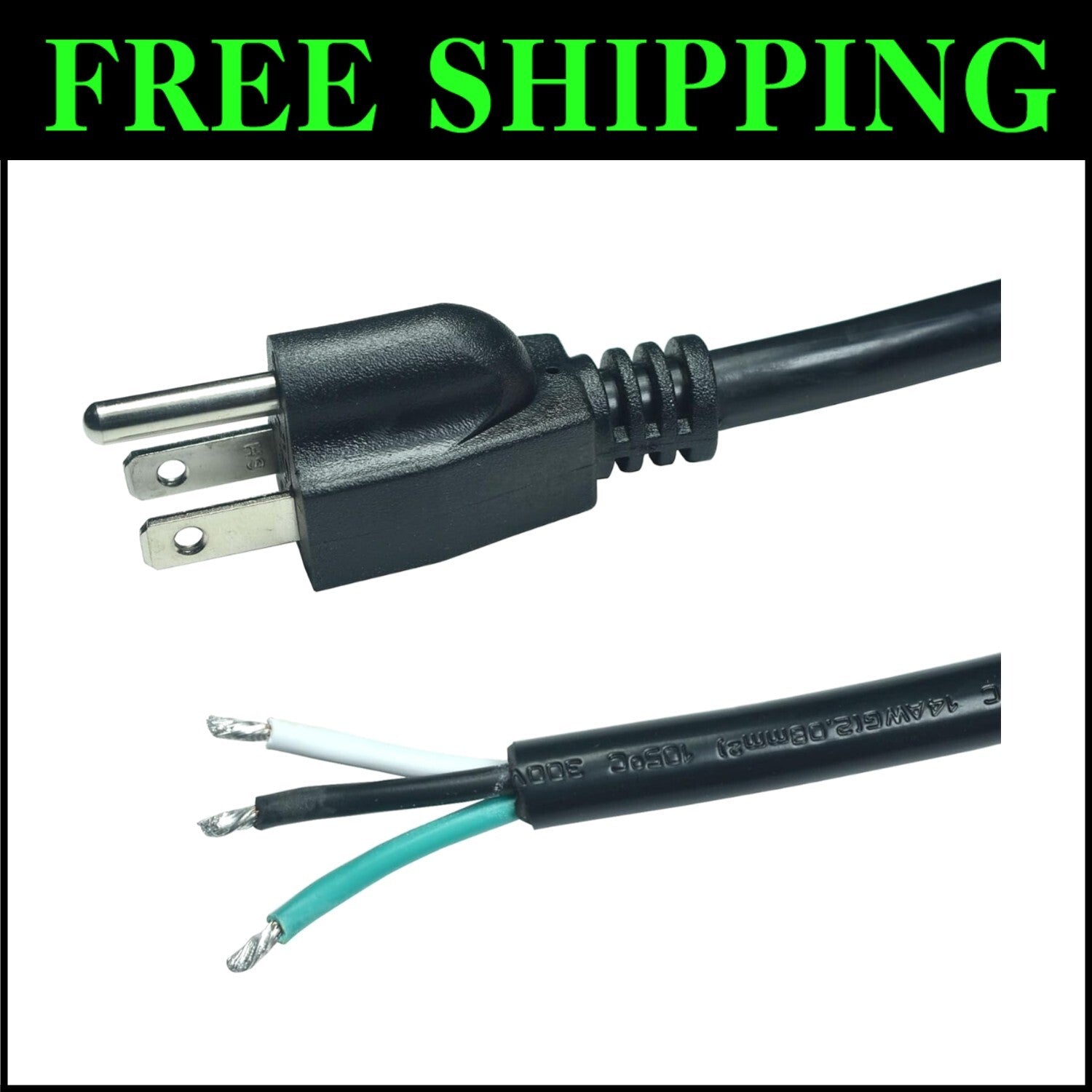 Reliable 30ft 15A 14 Gauge Power Cord with NEMA Plug - Indoor/Outdoor Ready