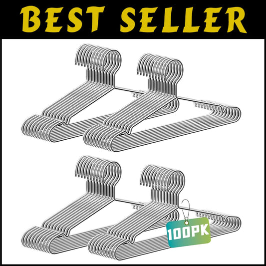 Triangular 100 Pack Closet Hangers - V-Groove Design for Optimal Garment Hanging