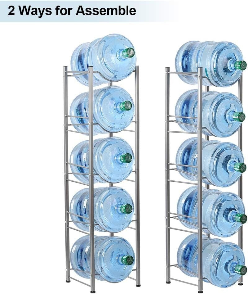 5-Tier Heavy-Duty Water Cooler Jug Rack - Detachable Stainless Steel Holder