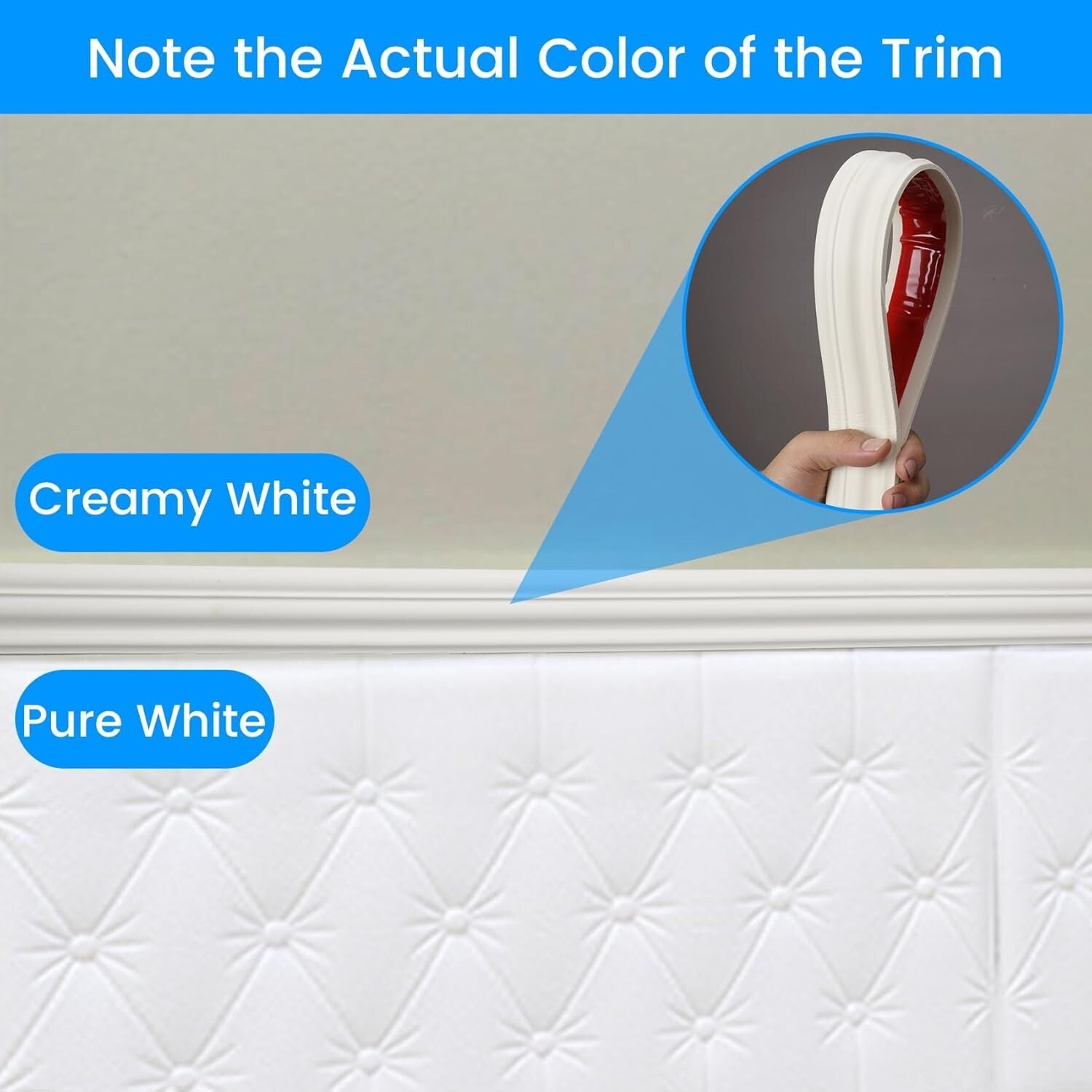Waterproof 16.4ft Self-Adhesive Baseboard Molding for Home Decor - Creamy White
