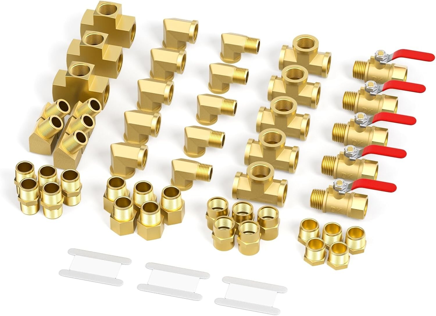 48-Piece Brass Pipe Fitting Kit – Complete Set for Reliable Plumbing Projects