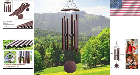 36" Outdoor Wind Chimes in Bronze - Deep Tones for Memorial Remembrance