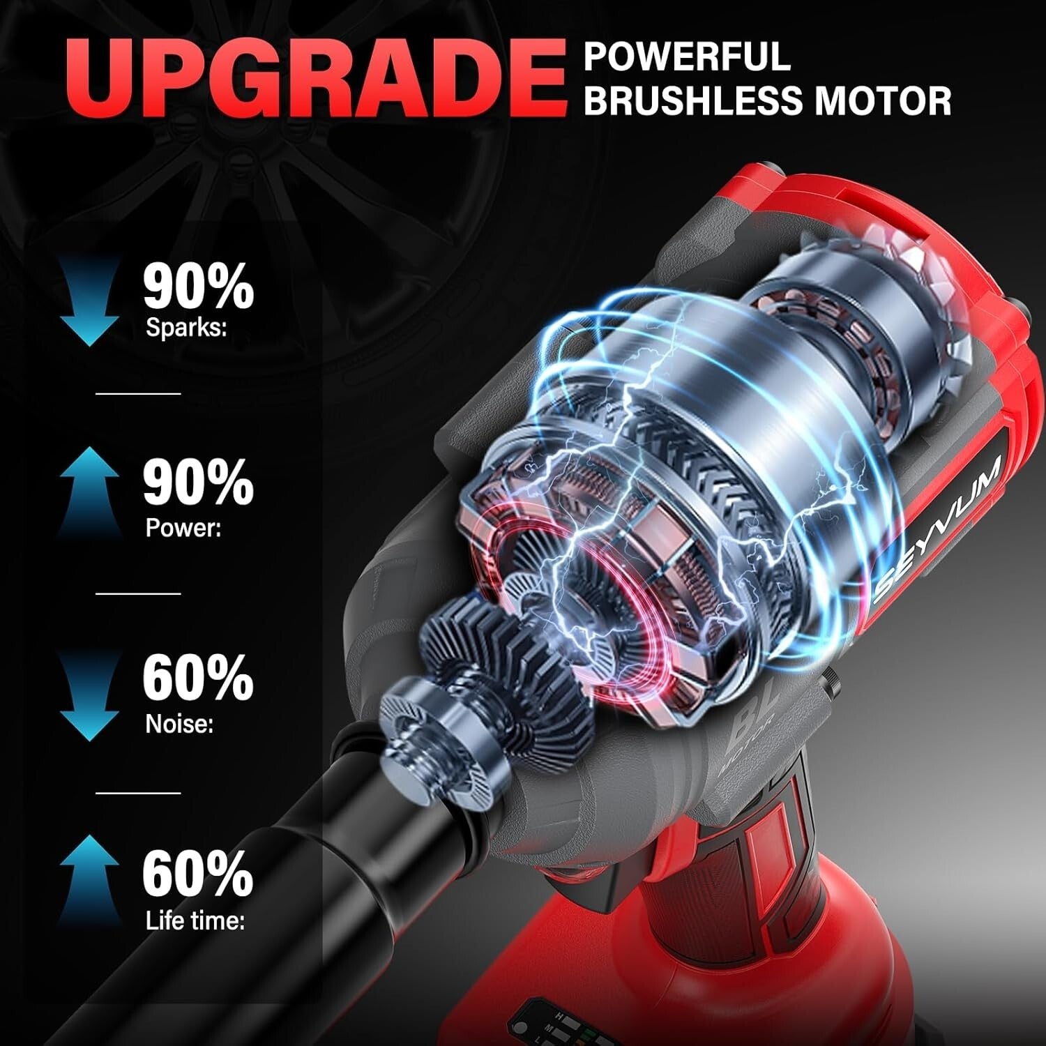 2 x 4.0Ah Battery Cordless Impact Wrench - 1/2” 800N.m Torque and Fast Charger