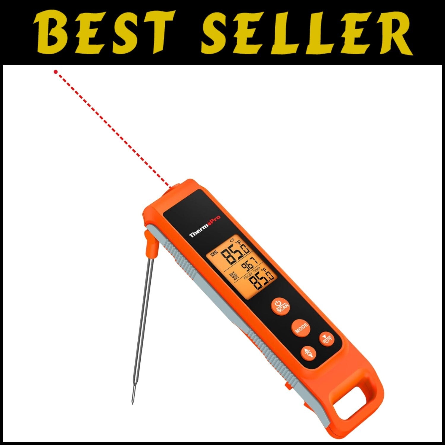 User-Friendly Instant Read Meat Thermometer with Infrared Surface Capability