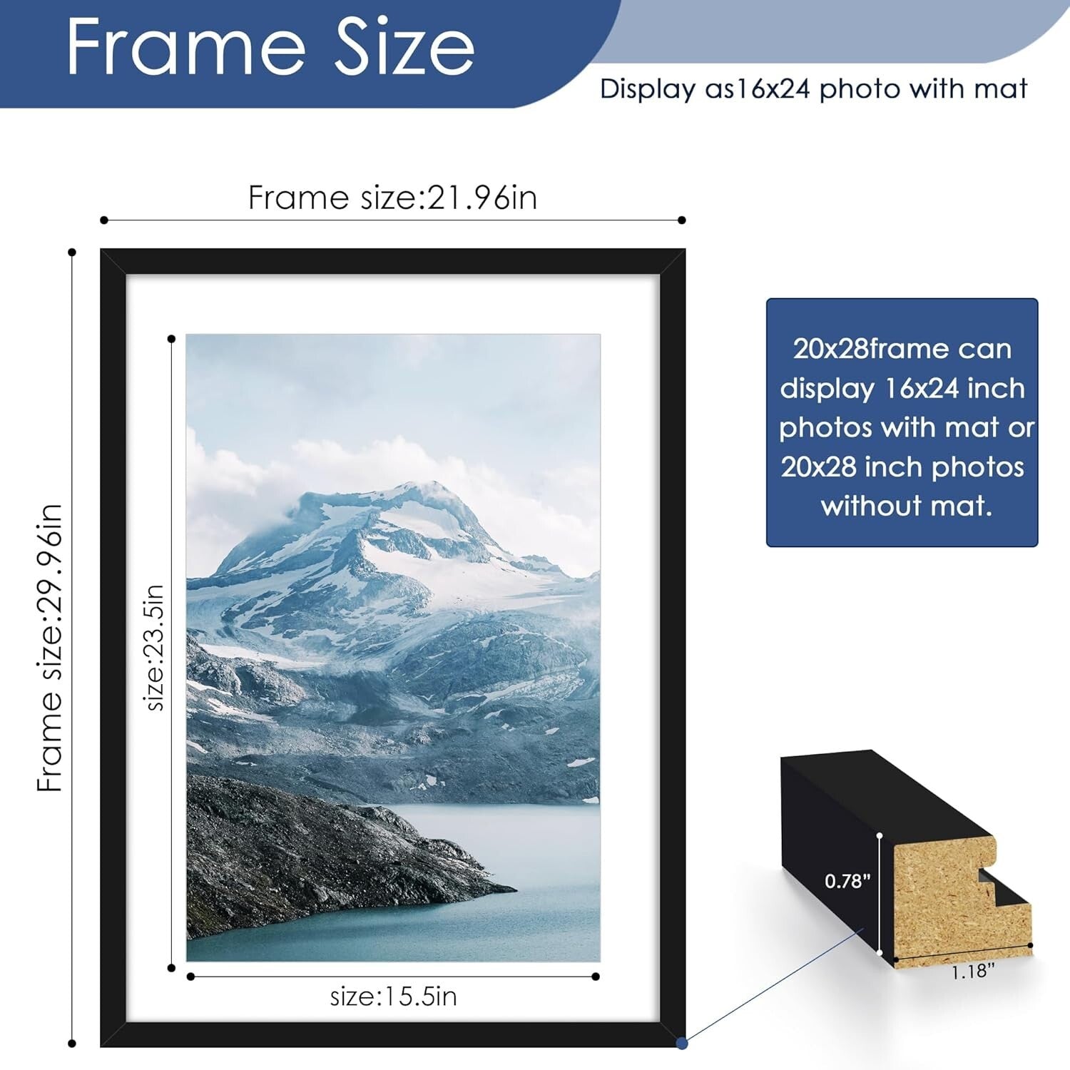 Elegant Black 20x28 Picture Frames – Snap-Open Design for Easy Art Swapping